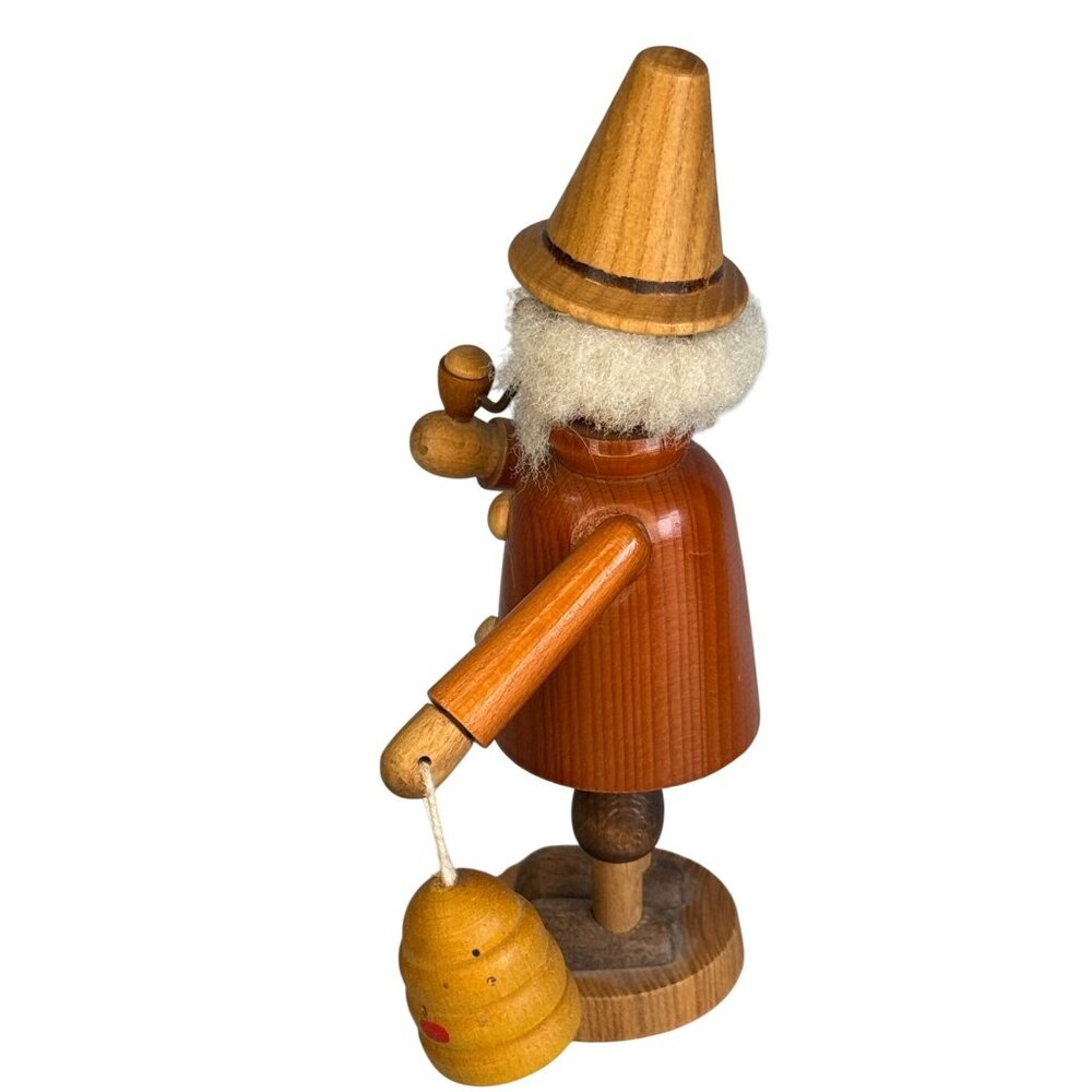 GDR Era German Erzgebirge Smoker Beekeeper Seiffener Volkskunst 7 1/2" - Picture 5 of 7